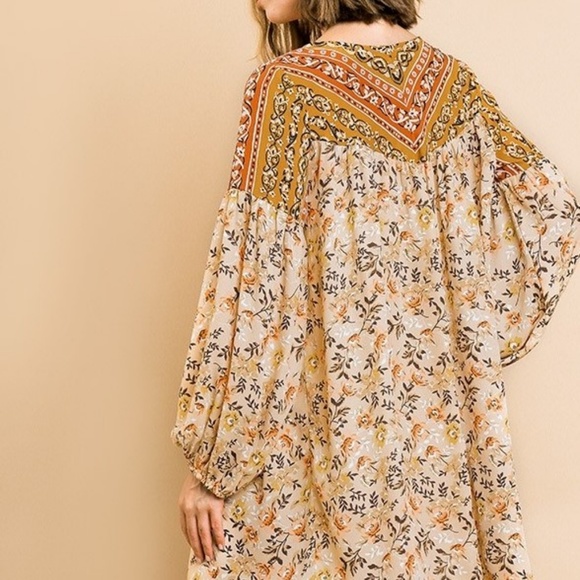 Boho Mixed Floral Cottagecore Lace Up Dress S M L - Picture 8 of 8